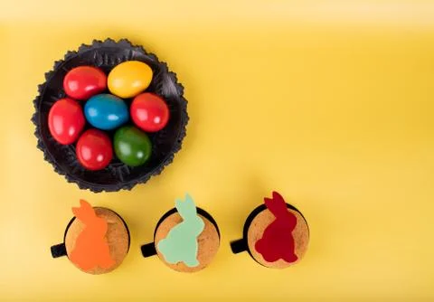 Cute Easter bunny desserts, Easter painted eggs, Authentic Easter Brunch. Stock Photos