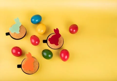 Cute Easter bunny desserts, Easter painted eggs, Authentic Easter Brunch. Stock Photos