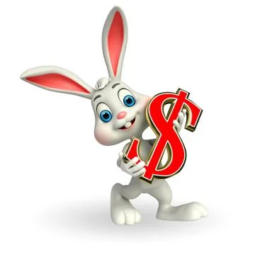Cute easter bunny with dollar sign Stock Illustration