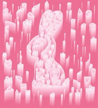 Cute easter bunny with doodle decorative. Hand drawing for your design. Stock Illustration