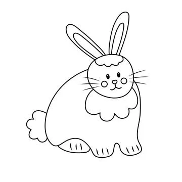 Cute Easter bunny. Doodle rabbit. Vector linear illustration. Stockillustratie