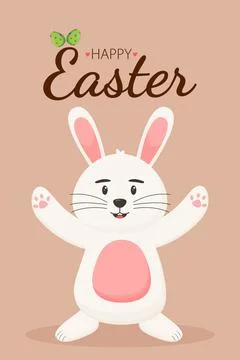Cute Easter bunny. Easter concept. Happy Easter banners, greeting cards, posters Stock Illustration
