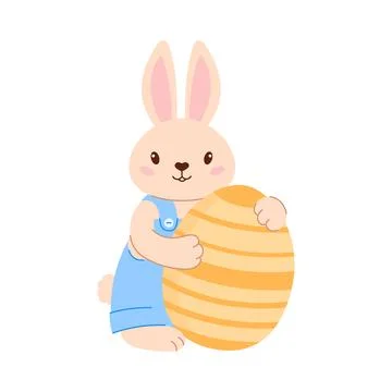 Cute Easter bunny with  of Easter egg Stock Illustration
