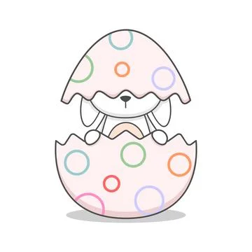 Cute Easter Bunny In Egg Stock Illustration