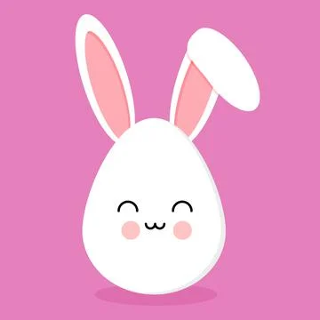 Cute Easter bunny egg isolated on purple background Beautiful Kawaii vector Stock Illustration