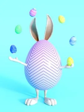 Cute Easter bunny egg juggling easter eggs. Stock Illustration