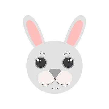 Cute Easter bunny face, head portrait of baby white rabbit Stock Illustration