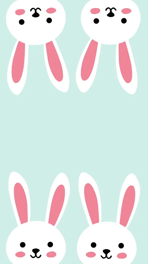Cute Easter Bunny Faces Background with Copy Space Video stock 331626135