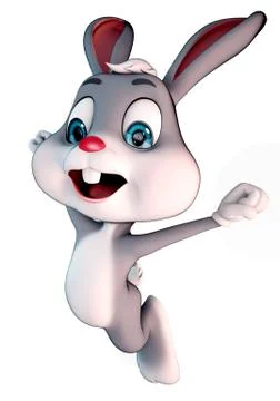 Cute easter bunny in flying poses Stock Illustration