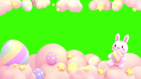 Cute easter bunny frame on green screen Stock Footage 246922347
