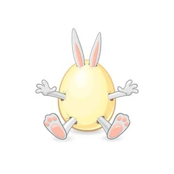Cute Easter bunny get out of egg - isolated background Stock Illustration