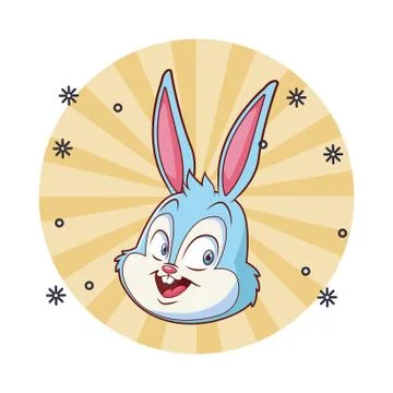 Cute easter bunny happy portrait round sticker frame sparkles 스톡 일러스트