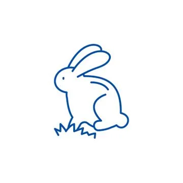 Cute easter bunny line icon concept. Cute easter bunny flat vector symbol, sign 库存插图