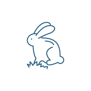 Cute easter bunny line icon concept. Cute easter bunny flat vector symbol, sign 库存插图
