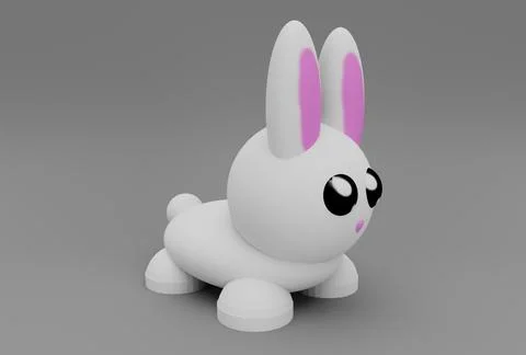 Cute easter Bunny minimal 3d illustration on white background. Stock Illustration