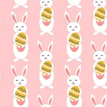Cute easter bunny pattern with geometric eggs for holiday design and decoration 스톡 일러스트