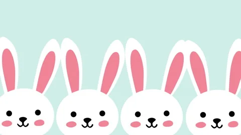 Cute Easter Bunny Pattern on Pastel Blue Background Video stock 331626230