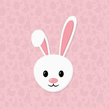 Cute Easter bunny on pink background with festive pattern. Vector Illustrazione stock