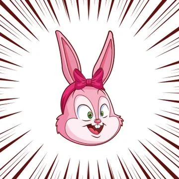 Cute easter bunny portrait  comic panel effect background Stock Illustration