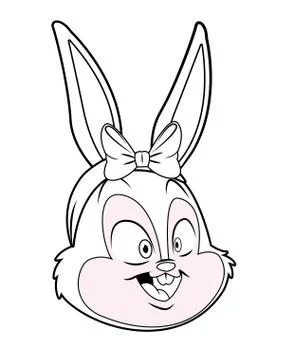 Cute easter bunny portrait isolated black and white Stock Illustration