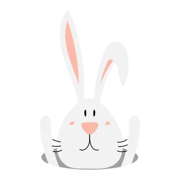 Cute Easter bunny, rabbit, hare looking out of the hole illustration Stock Illustration
