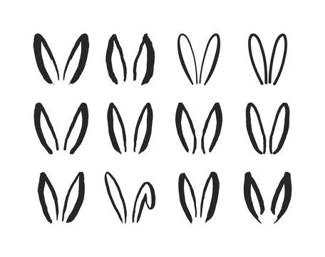 Cute Easter bunny, rabbit, hare cartoon ears elements collection Illustrazione stock