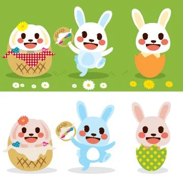 Cute Easter Bunny Set Illustrazione stock