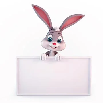 Cute easter bunny with sign Stock Illustration