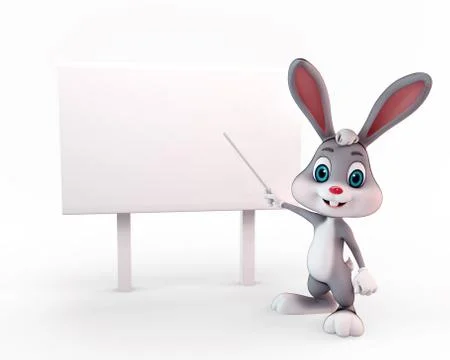 Cute easter bunny with sign Stock Illustration
