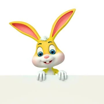 Cute easter bunny with sign Stock Illustration