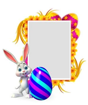 Cute easter bunny with sign Stock Illustration
