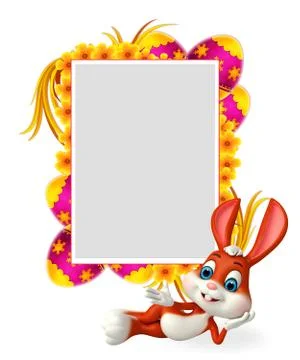 Cute easter bunny with sign Stock Illustration