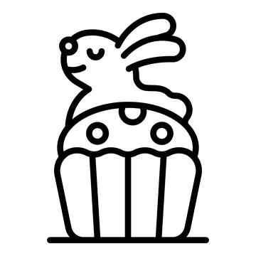Cute easter bunny sitting on cupcake enjoying spring holiday festivities Stock Illustration