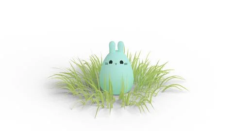 Cute easter bunny sitting in the grass, isolated with copy space, happy eas.. Stock Illustration