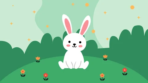 Cute Easter Bunny in Spring Garden Scene Video stock 331608665