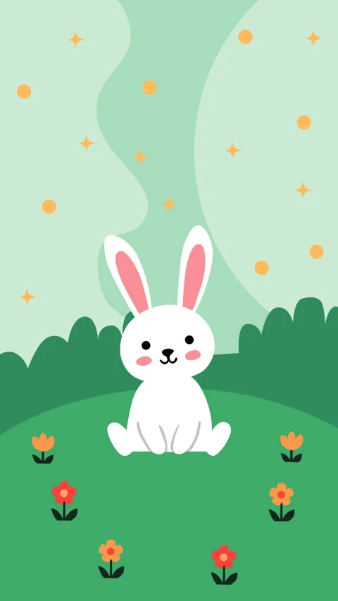 Cute Easter Bunny in Spring Meadow Night Background Loop Видео 331608678
