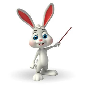 Cute easter bunny with stick Stock Illustration