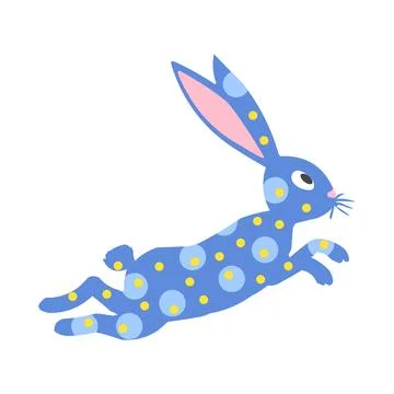 A cute Easter bunny in the style of Russian Dymkovo toys. Happy bunny cartoon Stock Illustration
