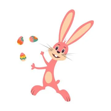 Cute Easter bunny. Vector illustration on white isolated background Stockillustratie