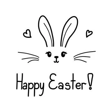 Cute Easter bunny vector illustration, hand drawn kids rabbit. Greeting card 스톡 일러스트