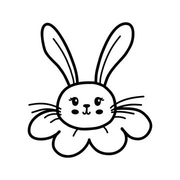 Cute Easter bunny vector illustration, hand drawn kids rabbit. Greeting card Stock Illustration