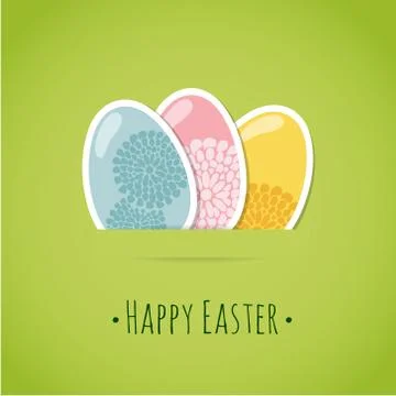 Cute easter card with painted easter eggs, vector illustration background Stock Illustration