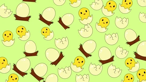 Cute Easter Chick and Egg Pattern Animation for Kids. Stock Footage 320151434