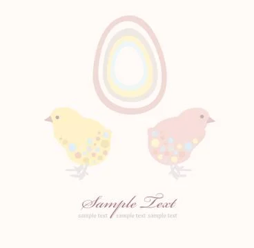 Cute easter chick and egg background card Stock Illustration