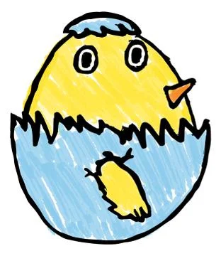 Cute Easter Chick Childs Drawing Illustrazione stock