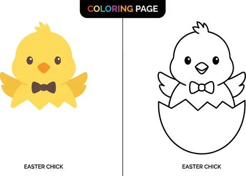 Cute Easter Chick Coloring Page for Kids. Illustrazione stock