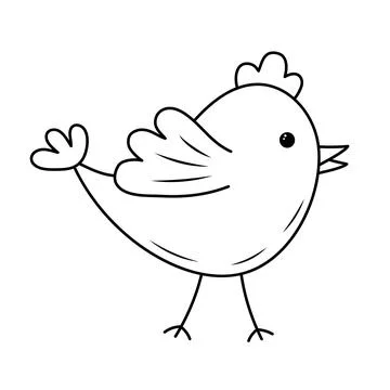 Cute Easter chick. Doodle chubby chicken. Vector linear illustration. Stock Illustration