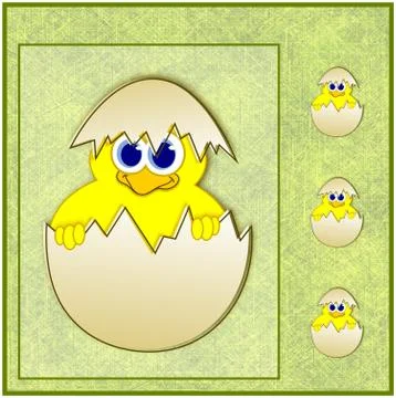 Cute easter chick in eggshell Illustrazione stock