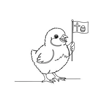 Cute Easter Chick Holding Christian Flag with Cross and Egg Stock Illustration