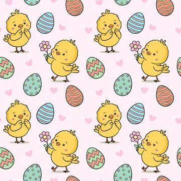 Cute Easter chick seamless pattern 스톡 일러스트